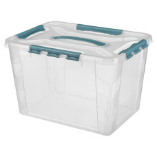 ЯЩИК ДЛЯ ХРАНЕНИЯ УНИВЕРСАЛЬНЫЙ С ЗАМКАМИ И РУЧКОЙ "ГРАНД БОКС", 390х290х245ММ, 20Л (Голубой)