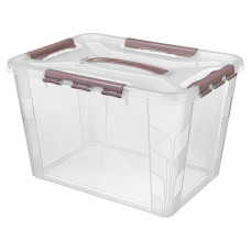 ЯЩИК ДЛЯ ХРАНЕНИЯ УНИВЕРСАЛЬНЫЙ С ЗАМКАМИ И РУЧКОЙ "ГРАНД БОКС", 390х290х245ММ, 20Л (Коричневый)