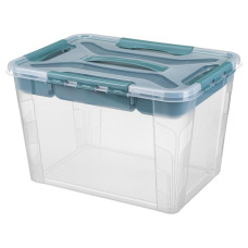 ЯЩИК УНИВЕРСАЛЬНЫЙ С ЗАМКАМИ И ВСТАВКОЙ- ОРГАНАЙЗЕРОМ "ГРАНД БОКС", 390х290х245ММ, 20Л (Голубой)