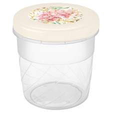 БАНКА С ЗАВИНЧИВАЮЩЕЙСЯ КРЫШКОЙ С ДЕКОРОМ 1Л (Бежевый)