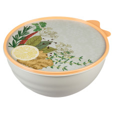 МИСКА С КРЫШКОЙ С ДЕКОРОМ "ВЭЙВ" 3,7Л (Светло-серый)