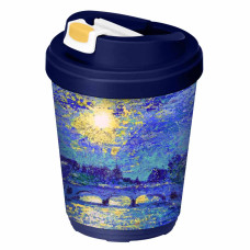 ТЕРМОСТАКАН С КЛАПАНОМ И ДЕКОРОМ "ЛУННАЯ НОЧЬ" 300 МЛ (Синий)