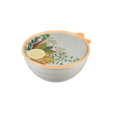 МИСКА С КРЫШКОЙ С ДЕКОРОМ "ВЭЙВ" 0,85Л (Светло-серый)