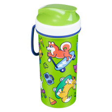 СТАКАН ДЕТСКИЙ С КРЫШКОЙ, ПЕТЛЕЙ И ДЕКОРОМ 400МЛ