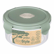 КОНТЕЙНЕР ДЛЯ ПРОДУКТОВ ГЕРМЕТИЧНЫЙ С КЛАПАНОМ "ECO STYLE" КРУГЛЫЙ 0,55Л (Зеленый флэк)