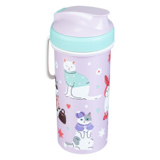 СТАКАН ДЕТСКИЙ С КРЫШКОЙ, ПЕТЛЕЙ И ДЕКОРОМ 400МЛ
